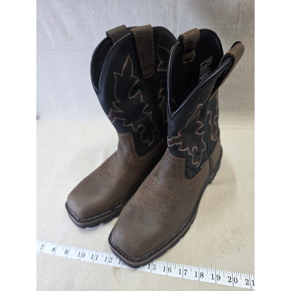 Bates Work Wolverine Mens Waterproof Western Square Toe Boots Brown Black 9.5 M